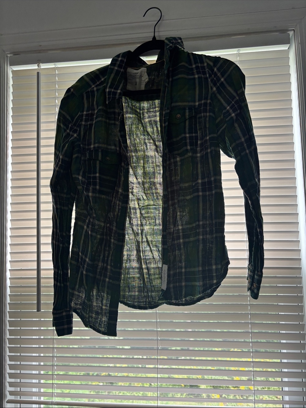Green Plaid Button-Up Shirt Jacket
